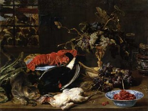 Stillleben mit Hummer und Früchten