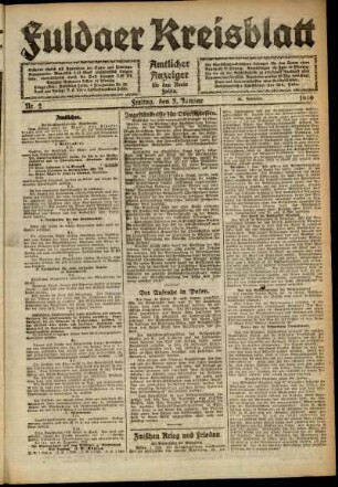 Ausgabe vom Freitag, den 03. Januar 1919.