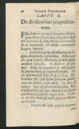 Caput II. De divisionibus propositionum.