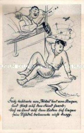 Humoristische Postkarte zum Soldatenleben