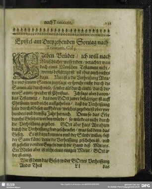 Epistel am Dreyzehenden Sontag nach Trinitatis