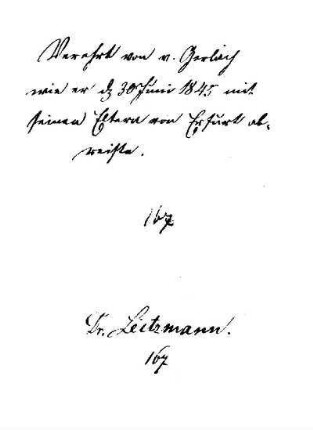 Autogramm: Dr. Leitzmann; Notiz