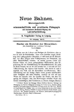 Herder als Erzieher der Menschheit