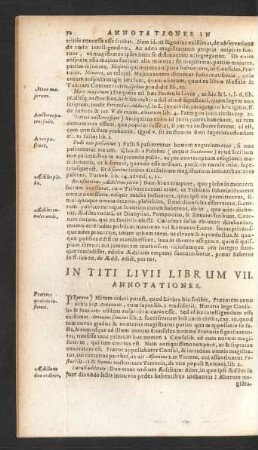 In Titi Livii Librum VII. Annotationes.