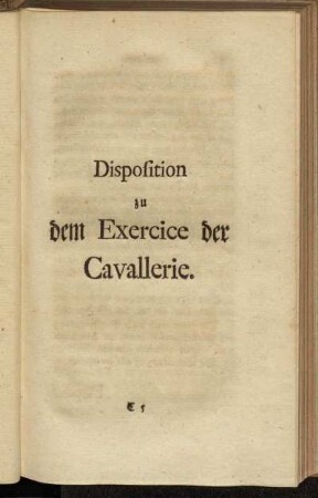 Disposition zu dem Exercice der Cavallerie.