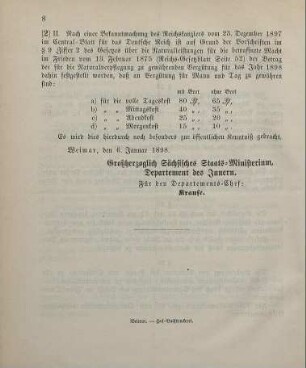 2. Ministerial-Bekanntmachung, betreffend die Naturalleistungen für die bewaffnete Macht im Frieden