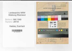 Entnazifizierung Everhard Haekes , geb. 01.11.1897 (Zugfuehrer)
