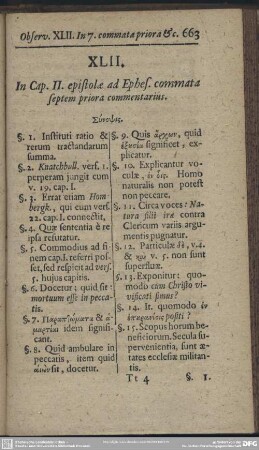 XLII. In Cap. II. epistolae ad Ephes. commata septem priora commetarius