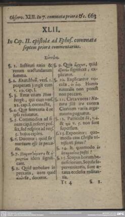 XLII. In Cap. II. epistolae ad Ephes. commata septem priora commetarius
