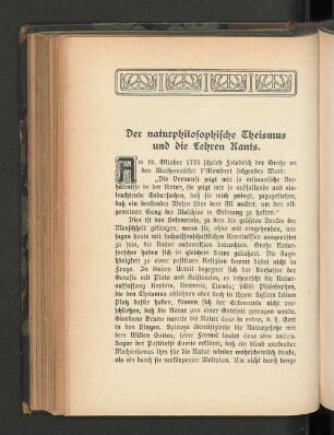 Der naturphilosophische Theismus und die Lehren Kants