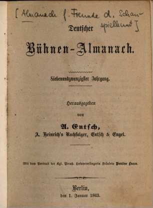 Deutscher Bühnenalmanach. 27, 27. 1863