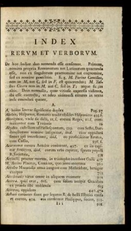 Index Rerum Et Verborum.