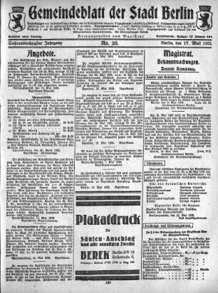1925,20: Nr. 20, 17. Mai 1925