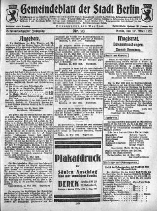 1925,20: Nr. 20, 17. Mai 1925