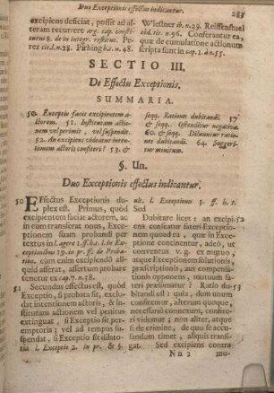 Sectio III. De Effectu Exceptionis.