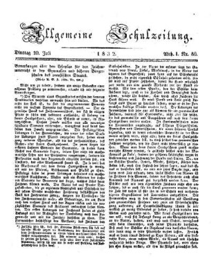 Bemerkungen über den Lehrplan für den Zeichenunterricht in den Gymnasien und höheren Bürgerschulen des preußischen Staates : (Siehe A.S.Z. 1831. Nr. 122.)