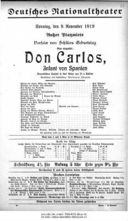 Don Carlos, Infant von Spanien