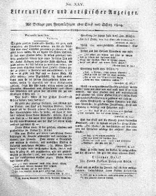 Literarischer und artistischer Anzeiger, No. XXV.