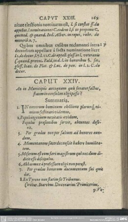 Caput XXIV. An in Municipiis antequam quis senator factus, statium in consulem eligi possit?
