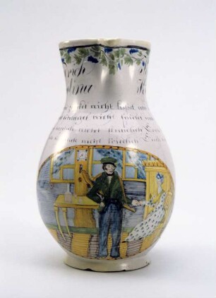 Birnkrug. Biedermeier-Zimmer. Sinnspruch