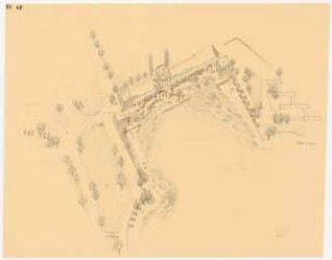Bundesgartenschau 1955, Kassel: Perspektivische Ansicht (Vogelschau) über die Karlswiese