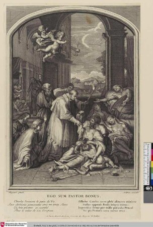 [Karl Borromäus hält das Abendmahl bei Kranken - Charles Borromée (S.) donnant la communion aux pestiférés de Milan]