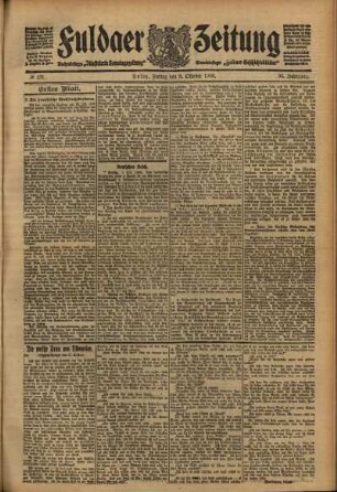 Erste Ausgabe vom Freitag, den 08. Oktober 1909.