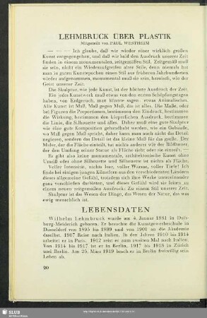 Lehmbruck über Plastik