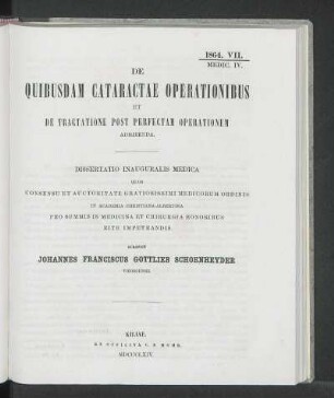 De Quibusdam Cataractae Operationibus Et De Tractione Post Perfectam Operationem Adhibenda.