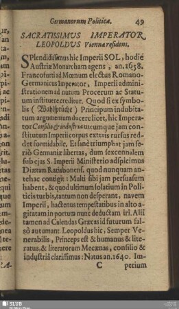 Sacratissimus Imperator Leopoldus Viennae residens