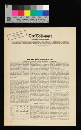 Deutsche Werft baut weiter aus - Der Volkswirt, Sonderdruck aus Heft Nr. 30 vom 24.07.1953