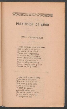 Pretensión de amor : (En guaraní)