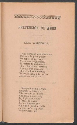 Pretensión de amor : (En guaraní)