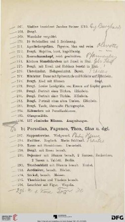 b) Porzellan, Fayence, Thon, Glas u.dgl. (Nr. 287-401)