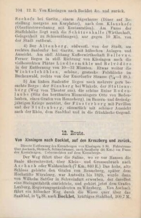 12. Route. Von Kissingen nach Bocklet, auf den Kreuzberg und zurück.