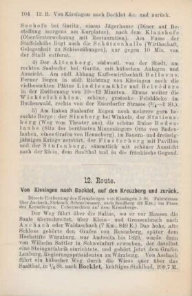12. Route. Von Kissingen nach Bocklet, auf den Kreuzberg und zurück.