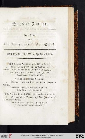 Sechtes Zimmer. Gemälde, meist aus der Lombardischen Schule