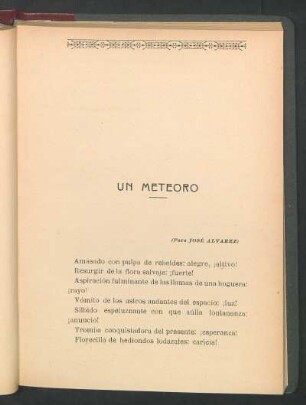 Un meteoro : (Para José Alvarez)