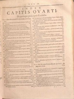 Index Capitis Qvarti. De quinque praeceptis Ecclesiae.