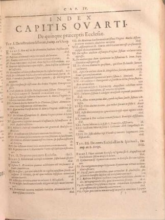 Index Capitis Qvarti. De quinque praeceptis Ecclesiae.