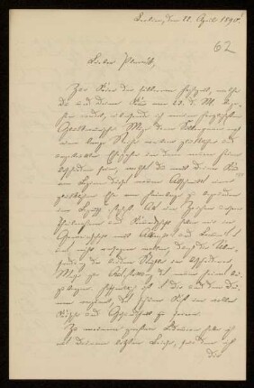 62: Brief von Hermann Struckmann an Gottlieb Planck, Berlin, 22.4.1890