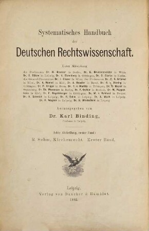 Kirchenrecht. 1, Die geschichtlichen Grundlagen