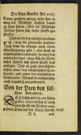 Von der Peen des falschen. Articulus ix.