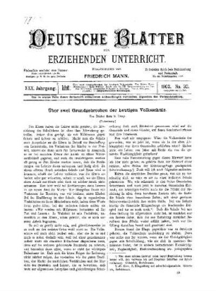 Über zwei Grundgebrechen der heutigen Volksschule : (Fortsetzung)