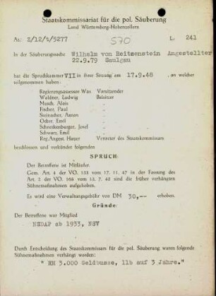 Reitzenstein, Wilhelm von