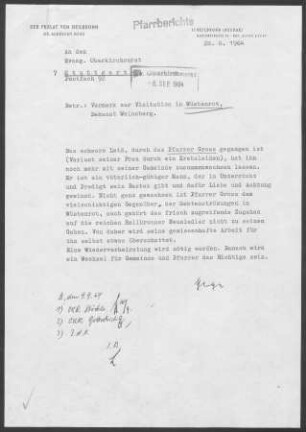 Wüstenrot mit Altfürstenhütte und Vorderbüchelberg: Visitationsbericht 1964