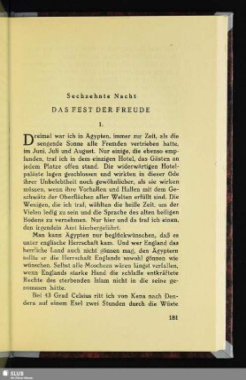 Sechzehnte Nacht: Das Fest Der Freude