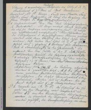 Protokoll Vorstandssitzung Mai 1910