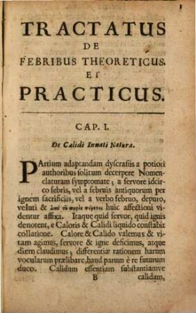 De Febribus tractatus theoreticus et practicus