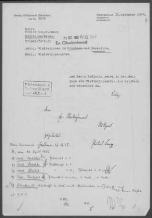Hegenlohe mit Thomashardt: Visitationsbericht mit Pfarrbericht 1955
